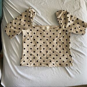Beige & Black H&M Polka Dot Top